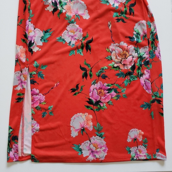 ASOS V Neck Floral Midi Dress Elastic Waist Dress - Picture 6 of 8